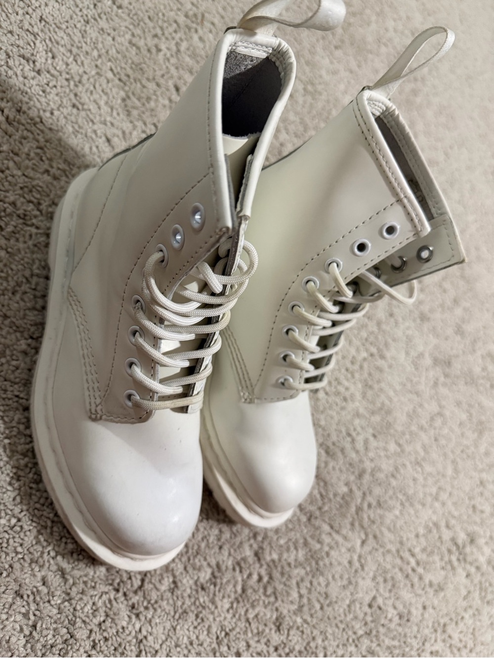 Dr. Martens Cream Lace-Up Women's Combat Boots